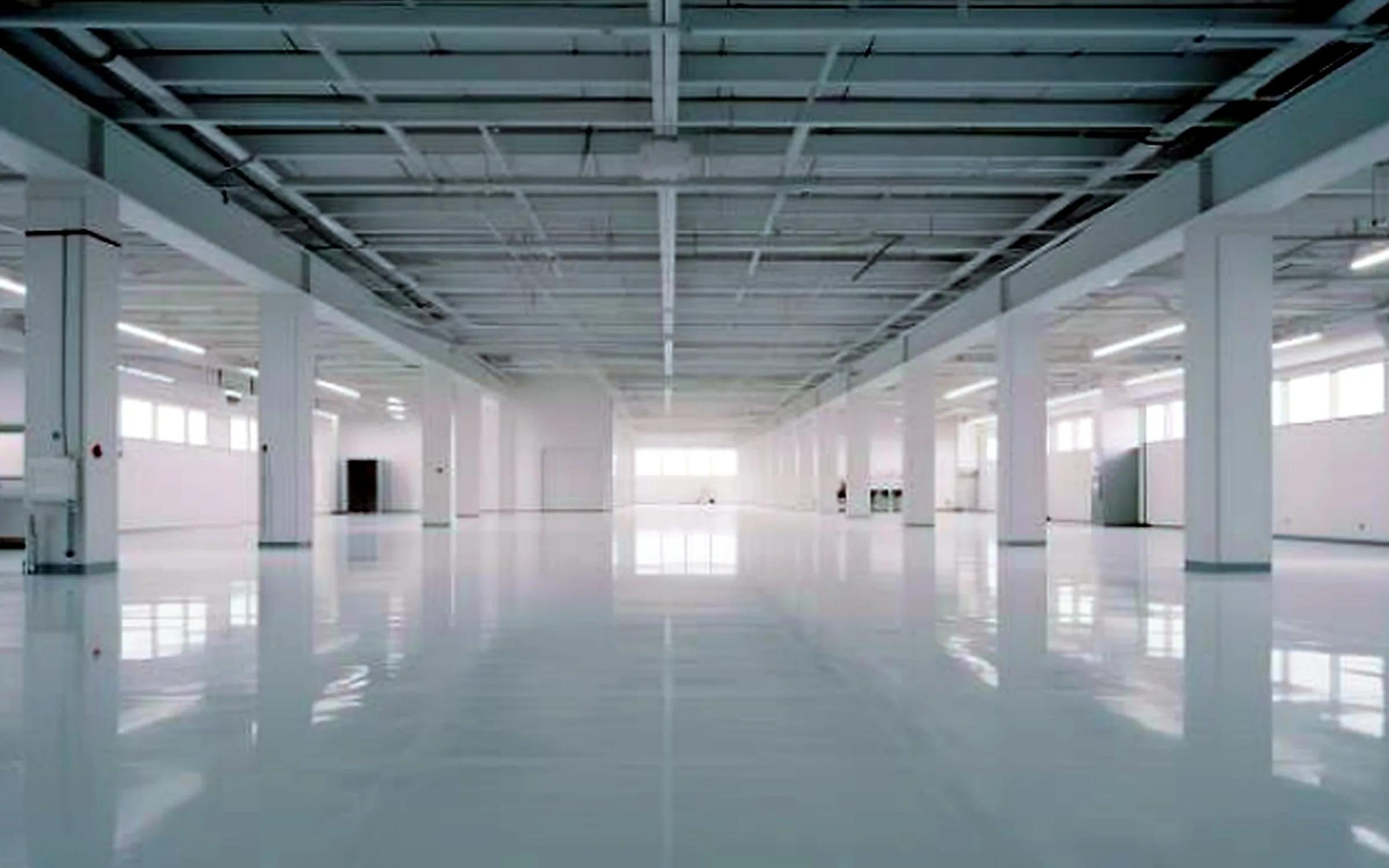 High-resolution waterborne epoxy floor coating for clean industrial rooms